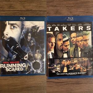A bundle deal: Running Scared and Takers blu-Ray DVD videos
